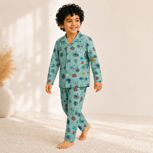 Unisex Cycle Print Nightsuit