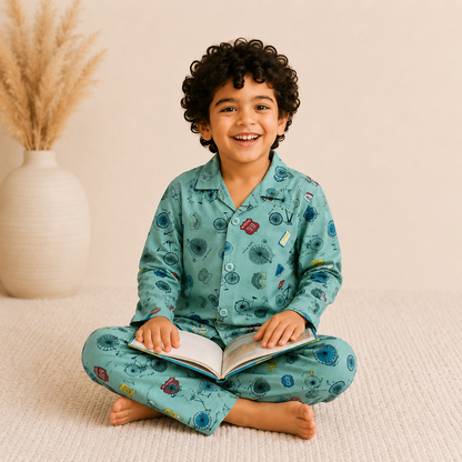 Unisex Cycle Print Nightsuit