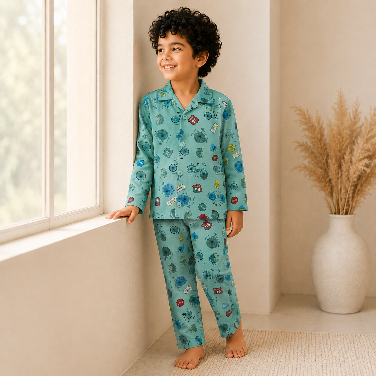 Unisex Cycle Print Nightsuit