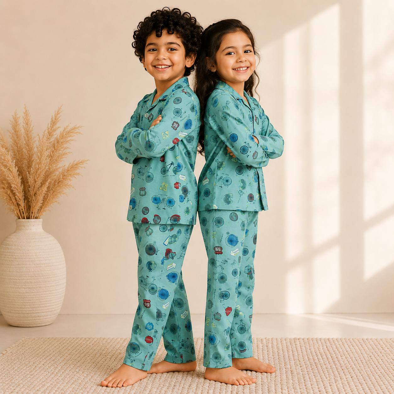 Unisex Cycle Print Nightsuit
