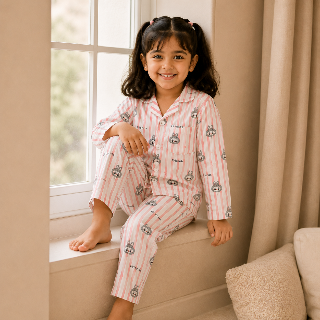 Pink Labubu Girl Nightsuit