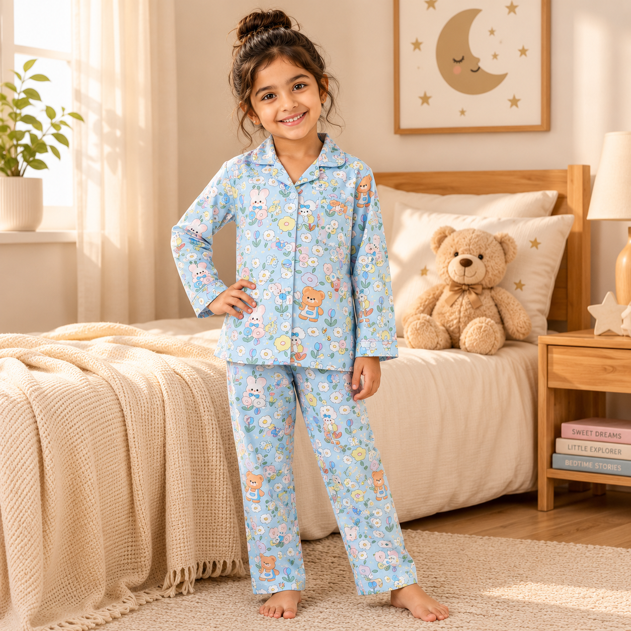 Girl Flower Printed Nightsuit