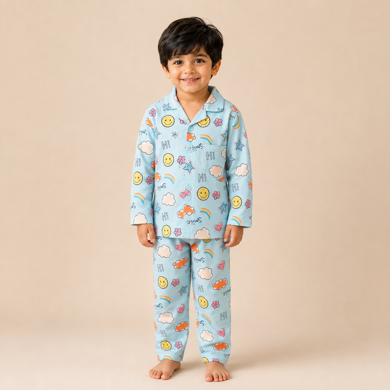 Kids Unisex Happy Smiley Nightsuit