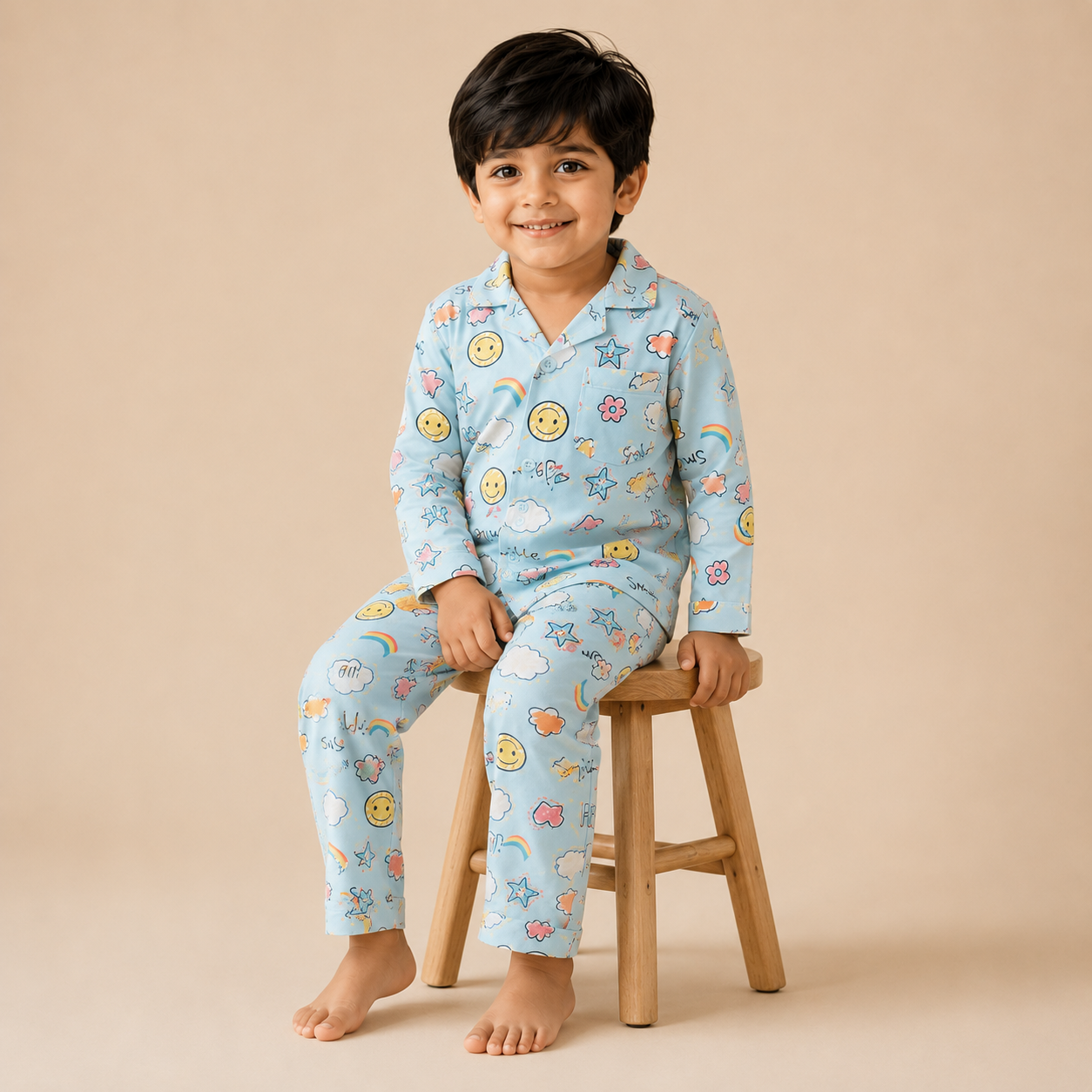Kids Unisex Happy Smiley Nightsuit