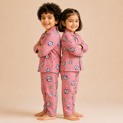 Kids Unisex Pink Doraemon Nightsuit