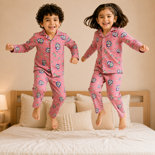 Kids Unisex Pink Doraemon Nightsuit