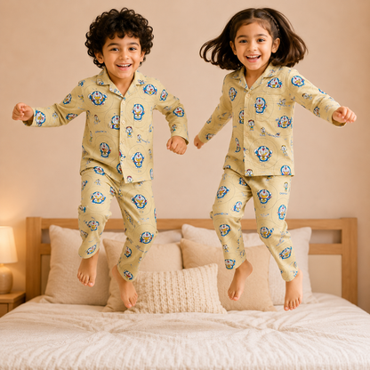 Kids Unisex Yellow Doraemon Nightsuit