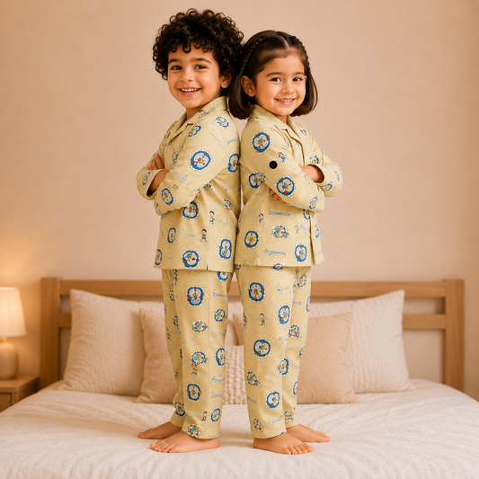 Kids Unisex Yellow Doraemon Nightsuit