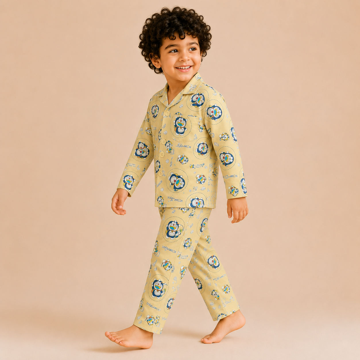Kids Unisex Yellow Doraemon Nightsuit