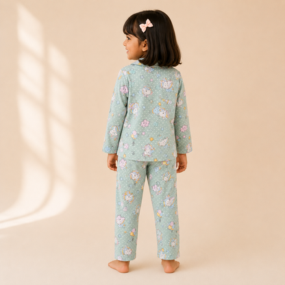 Girls Cute Green Unicorn Nightsuit