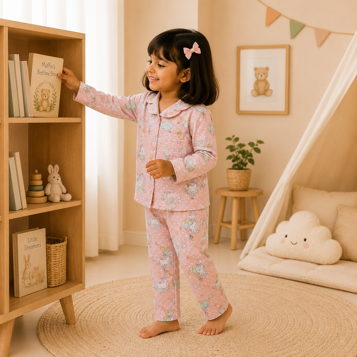 Girls Cute Pink Unicorn Nightsuit