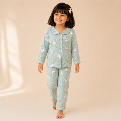 Girls Cute Green Unicorn Nightsuit