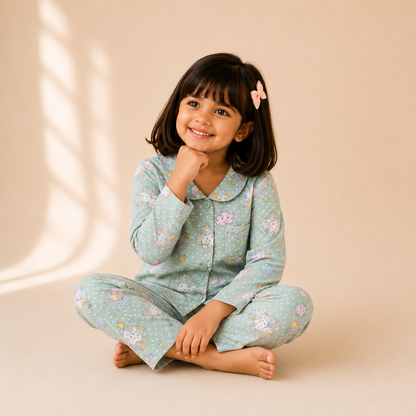 Girls Cute Green Unicorn Nightsuit