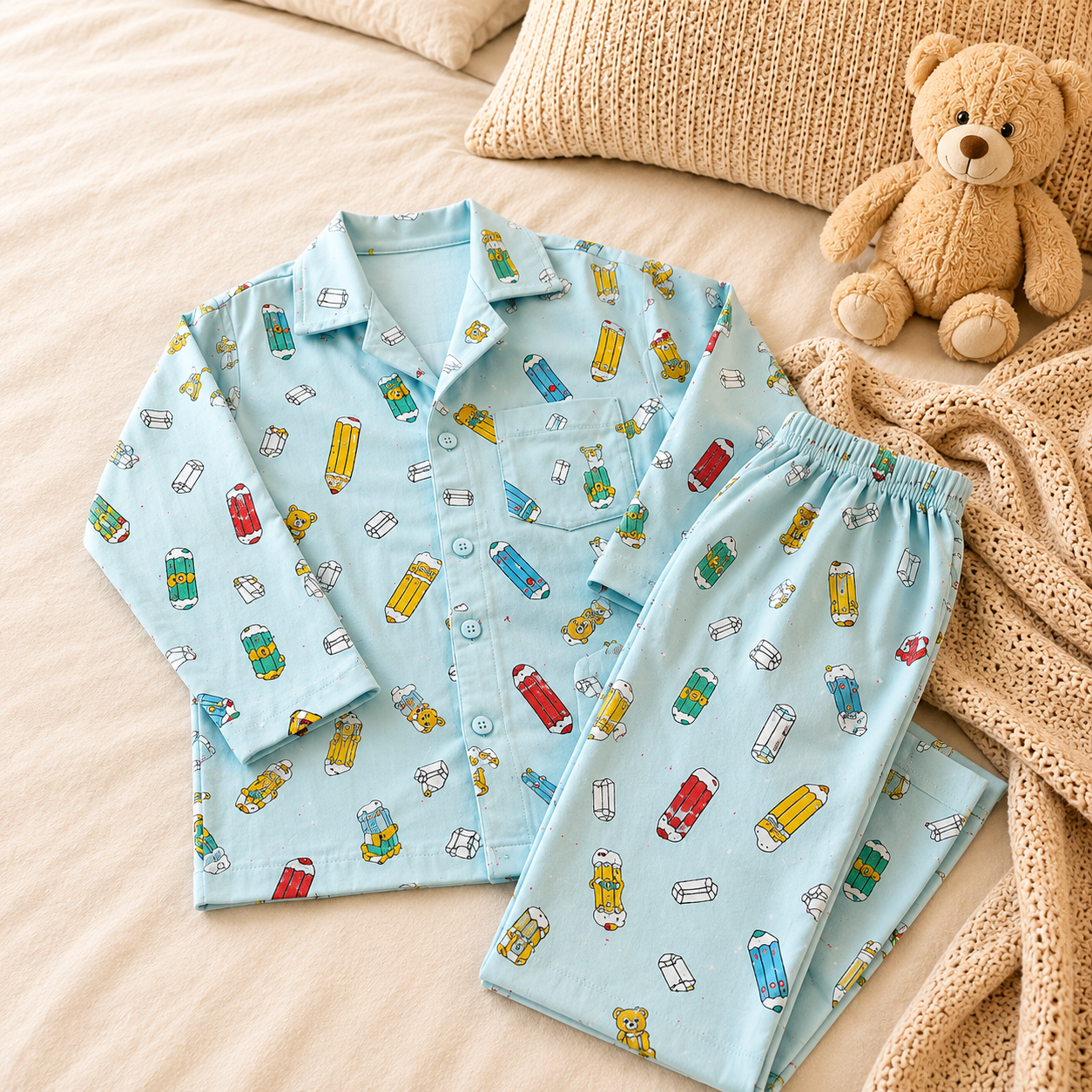 Kids Pencil Print Nightsuit